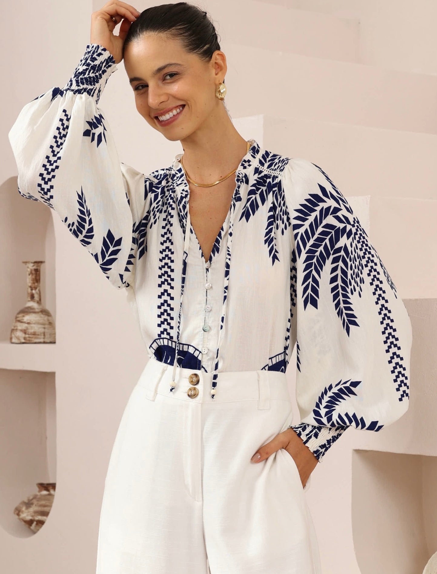 NIAMA TOP NAVY WHITE