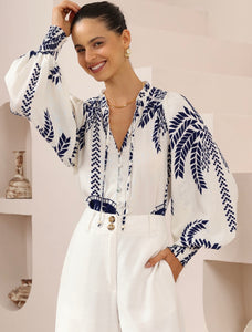 NIAMA TOP NAVY WHITE