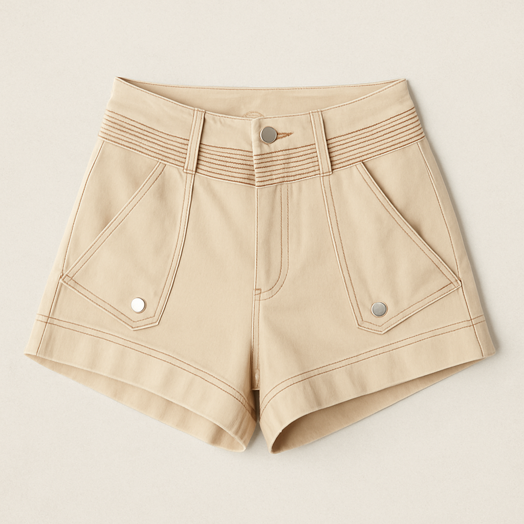 JOSEPHINE DENIM SHORTS - Stone