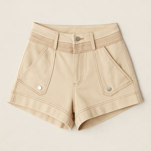 JOSEPHINE DENIM SHORTS - Stone
