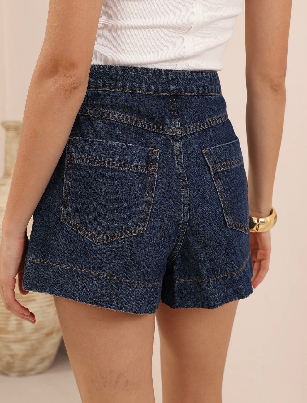 LARISA DENIM SHORTS - Mid Blue