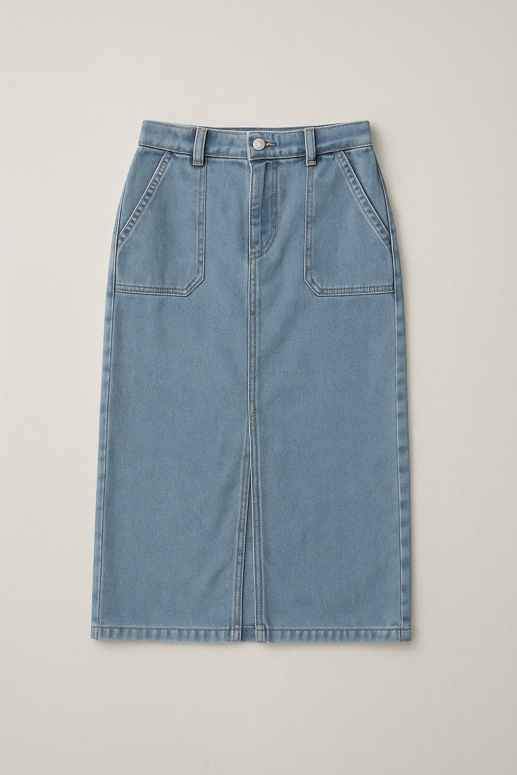 IVY DENIM SPLIT SKIRT - Light Blue