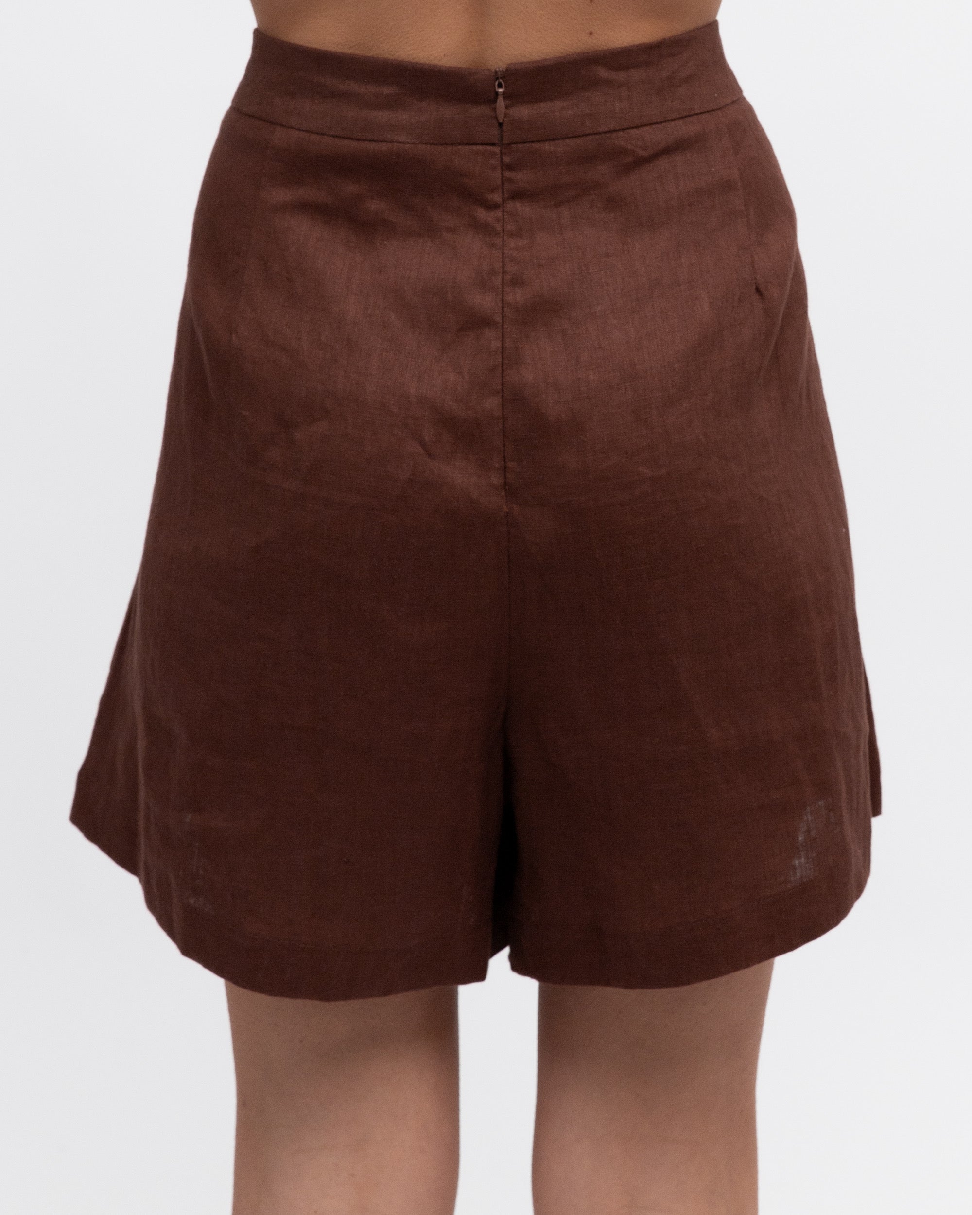 ROLLAND LINEN SHORTS - Chocolate