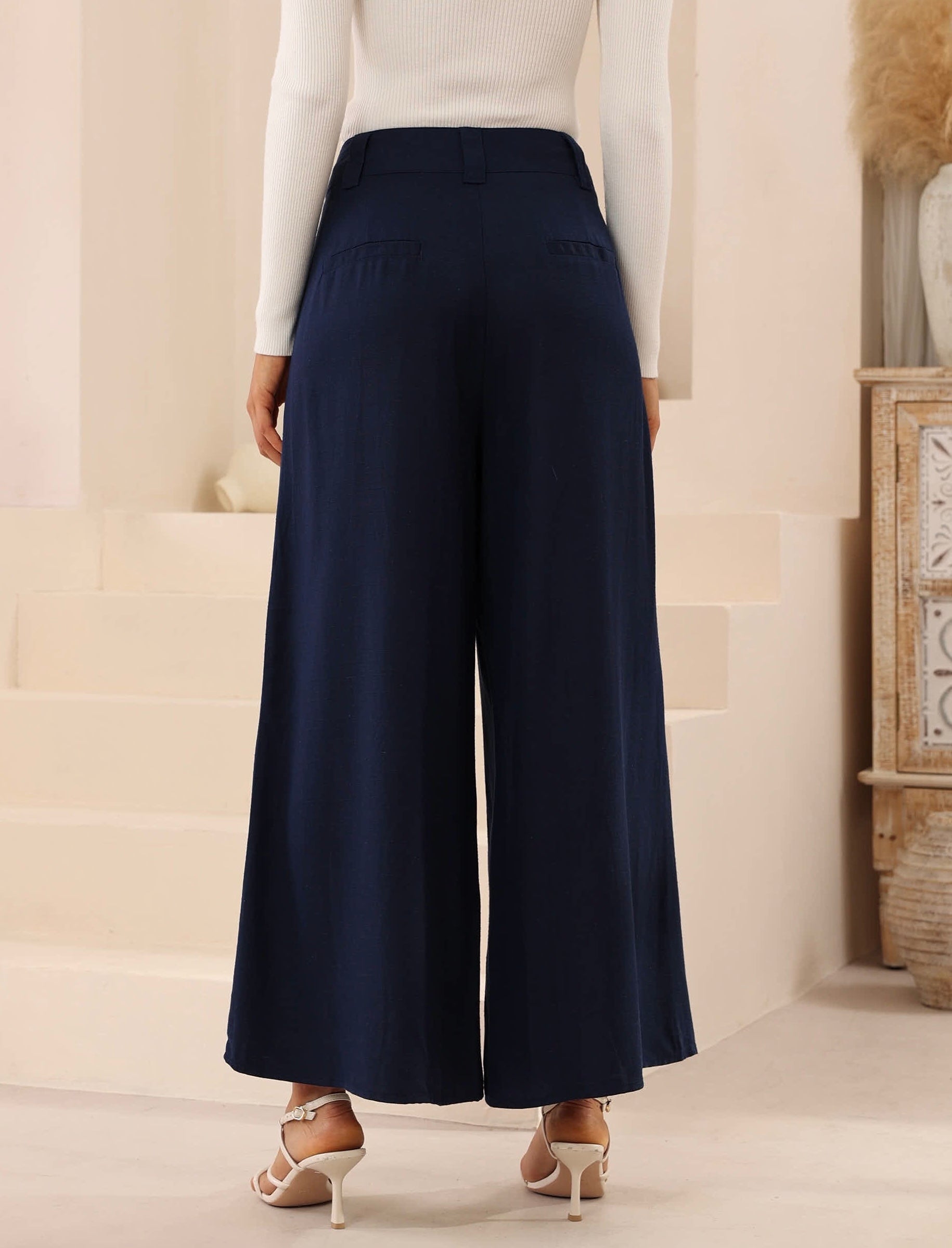 MARIANA WIDE LEG PANTS - Navy