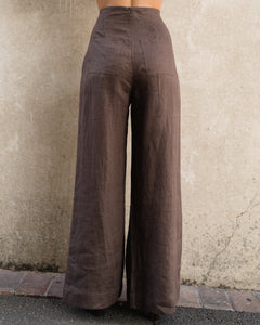 ARCHICO LINEN PANTS - Chocolate