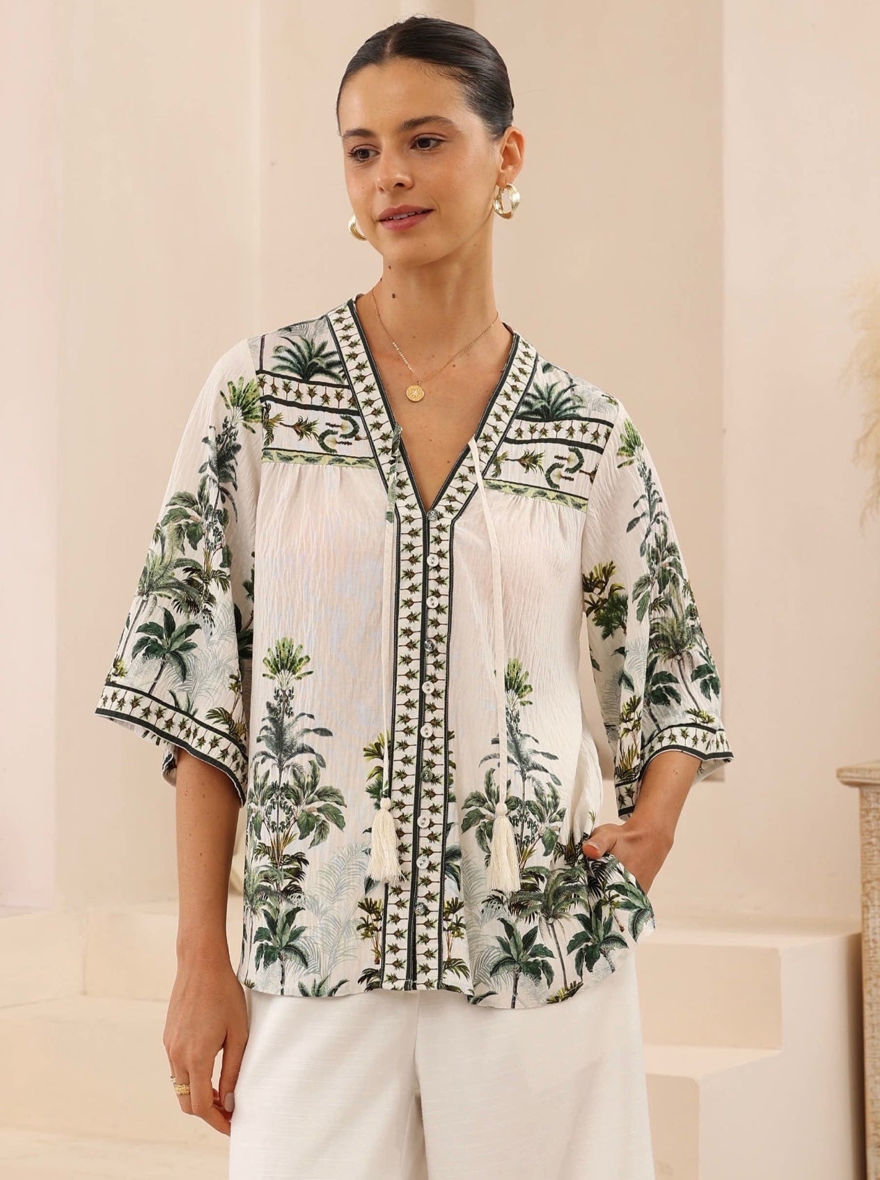 RIVIERA PALMS TOP - White