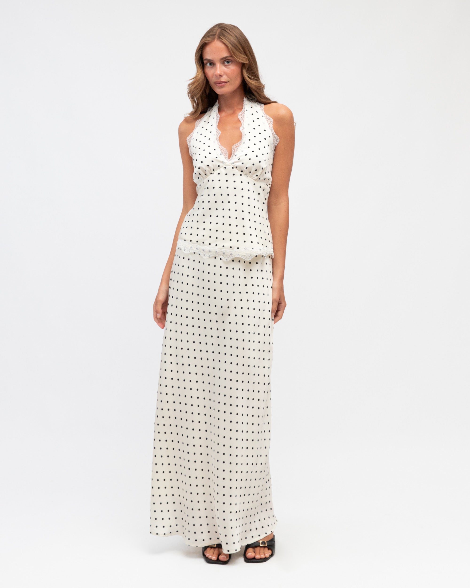 LEELO POLKA DOT MAXI SKIRT