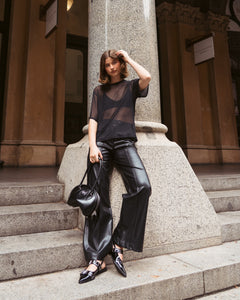 SYLVIE VEGAN LEATHER PANTS - Black