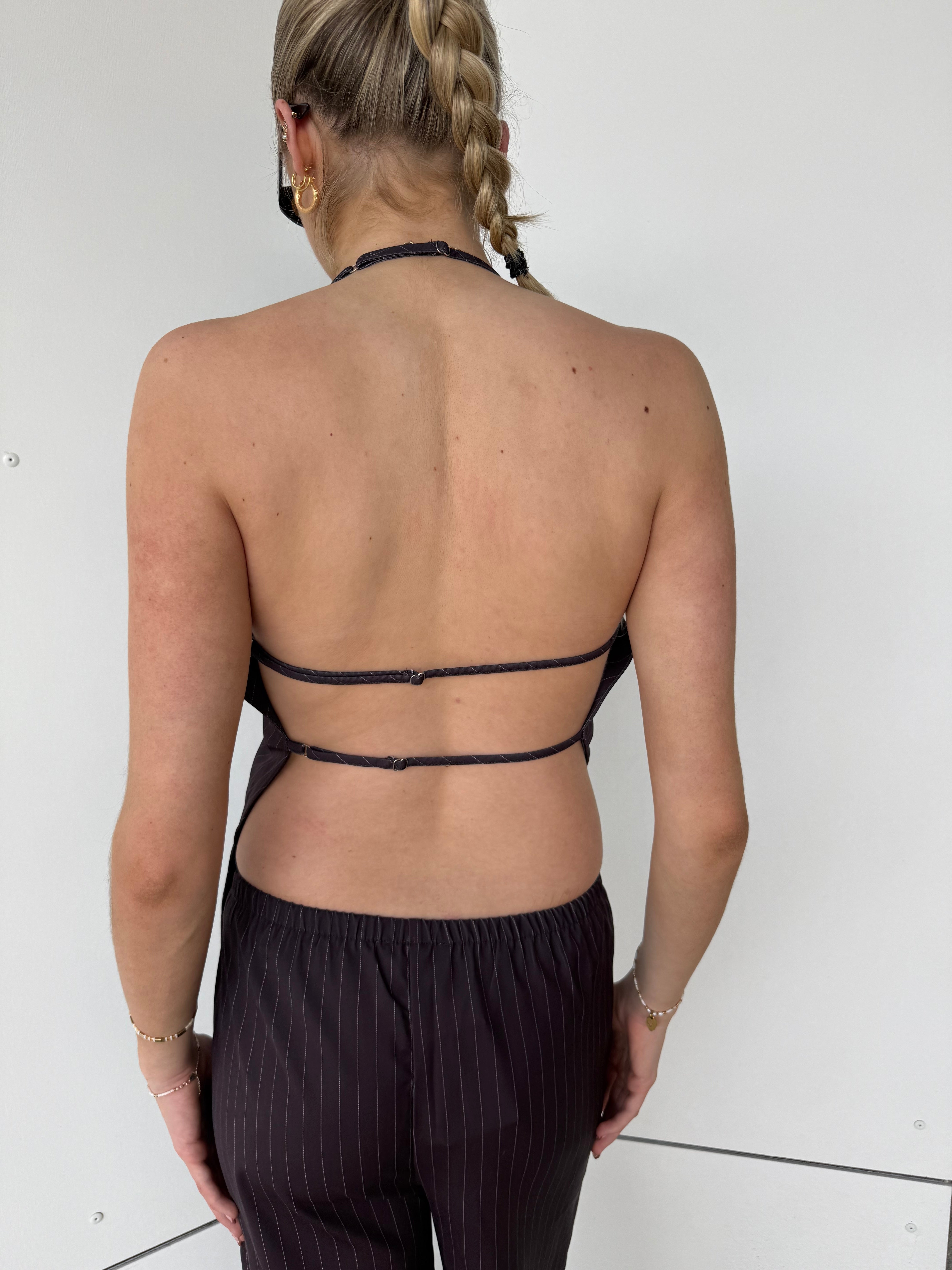 DAIJA PINSTRIPE TOP - Chocolate