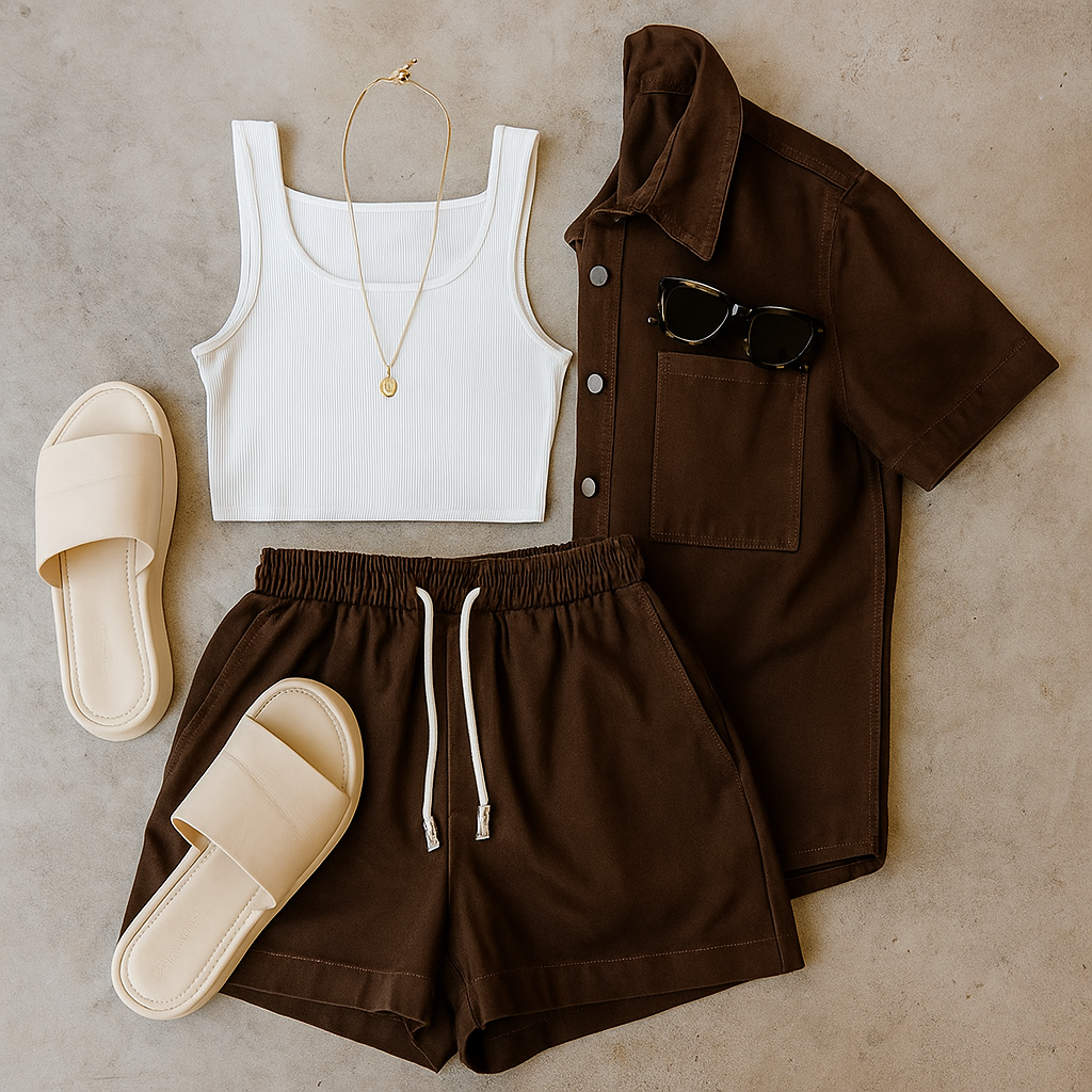 MILA DENIM SHORTS - Chocolate