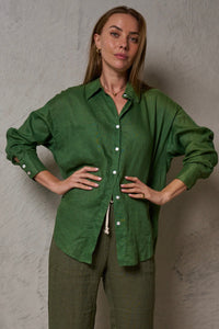 JESSICA LINEN SHIRT - Fern Green