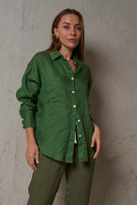 JESSICA LINEN SHIRT - Fern Green