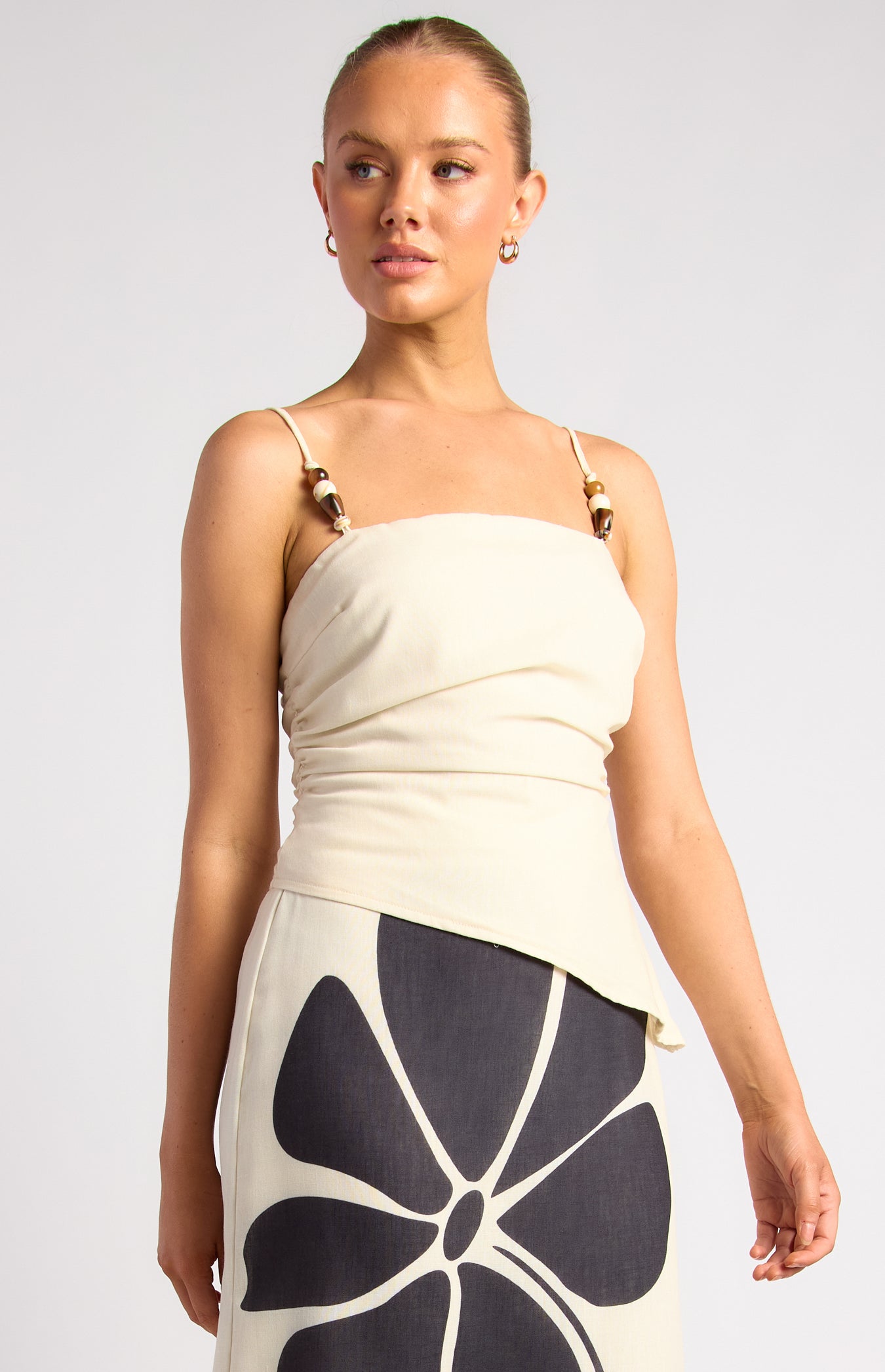 SOLEIL BEADED TOP - Beige