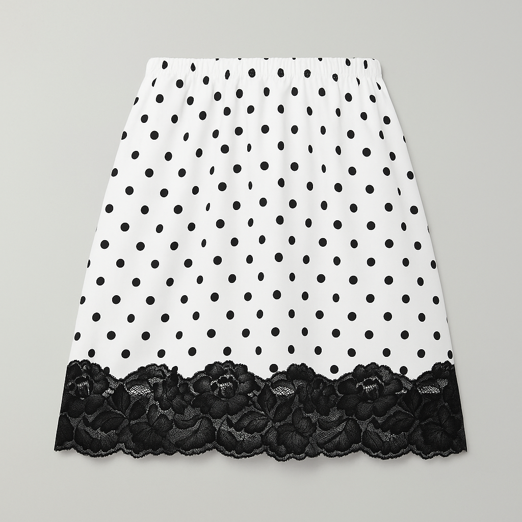 MERYL LACE SATIN MINI SKIRT  - Polka dot