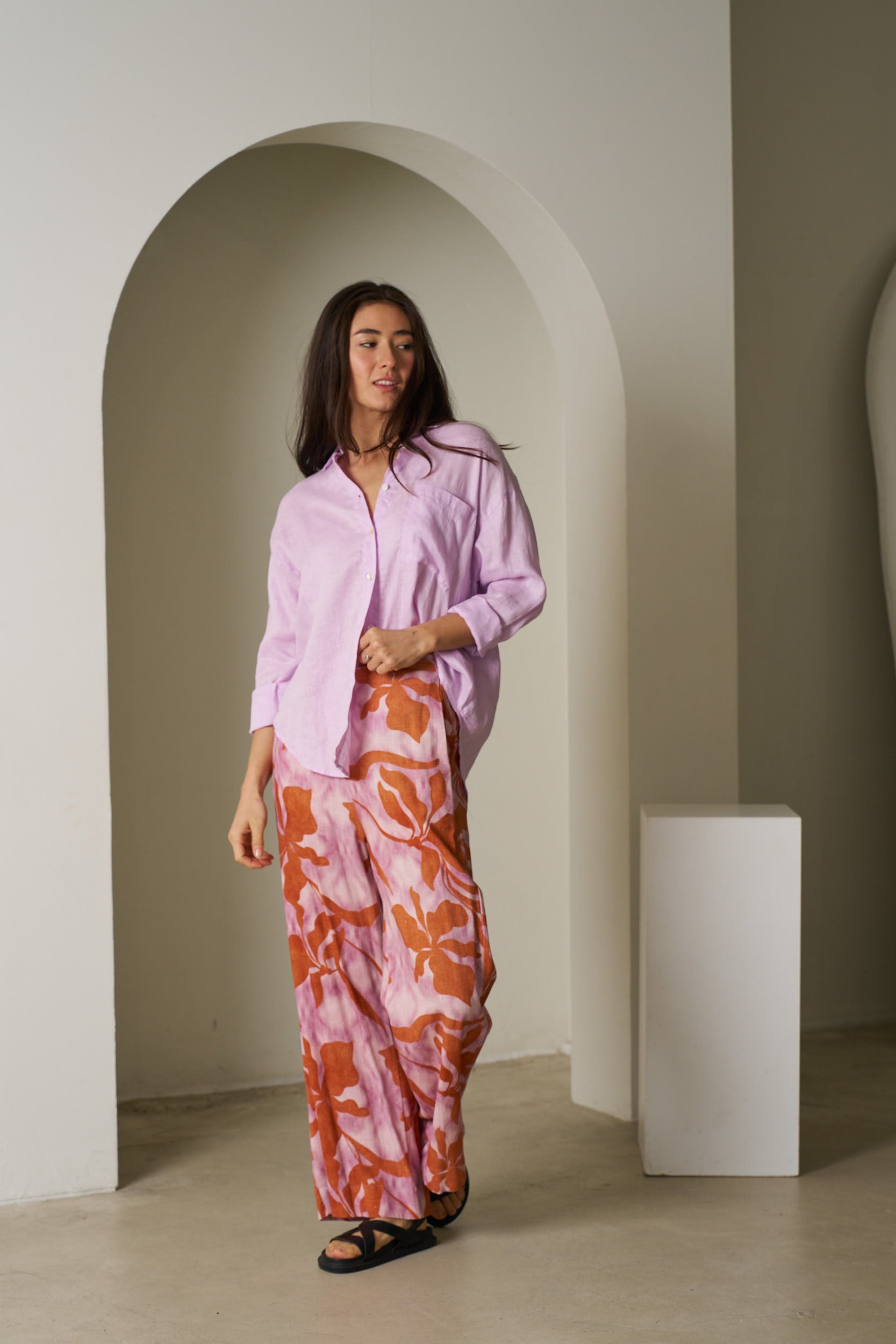 JESSICA LINEN SHIRT - Lilac