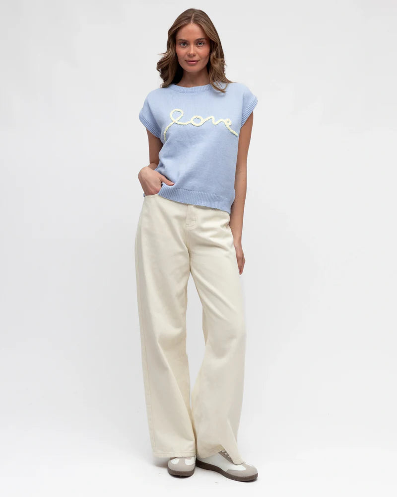 LOVE KNIT VEST - Baby Blue