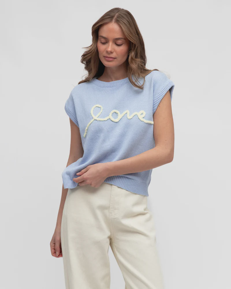 LOVE KNIT VEST - Baby Blue