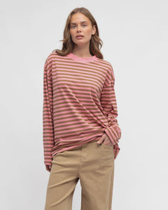 MADDIE STRIPED TEE - Pink Bronze