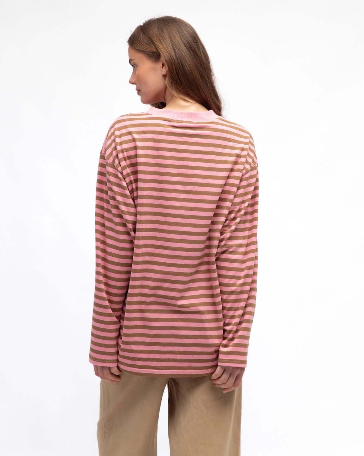 MADDIE STRIPED TEE - Pink Bronze