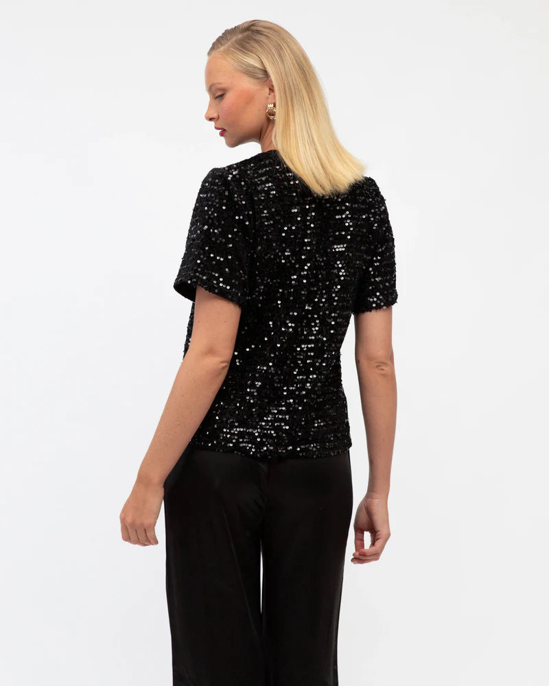 CHASKA SEQUIN TOP - Black
