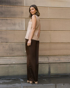FLORENCE SATIN PANTS - Chocolate