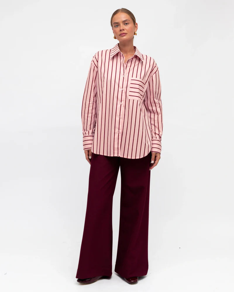 WANITA STRIPE SHIRT - Pink/Red