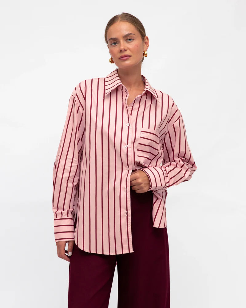 WANITA STRIPE SHIRT - Pink/Red