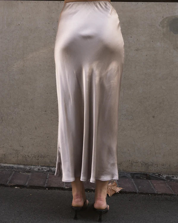 EPSOM BIAS SATIN SKIRT - Silver