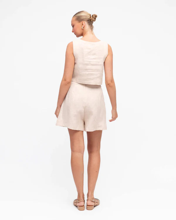 ROLLAND LINEN SHORTS - Oatmeal