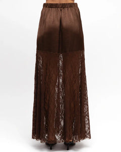 YASMIN LACE MAXI SKIRT - Chocolate