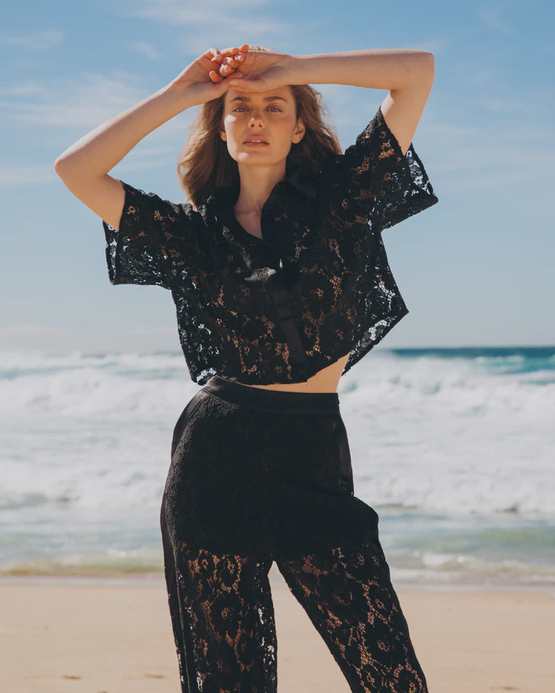 CELESTE LACE TOP - Black