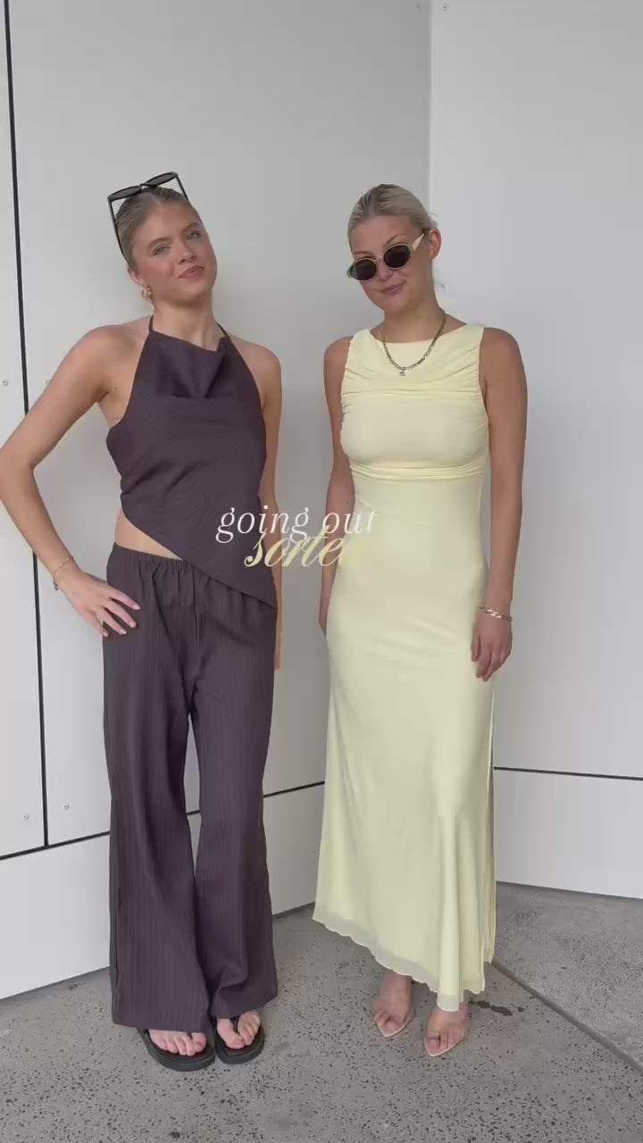 DAIJA PINSTRIPE TOP - Chocolate