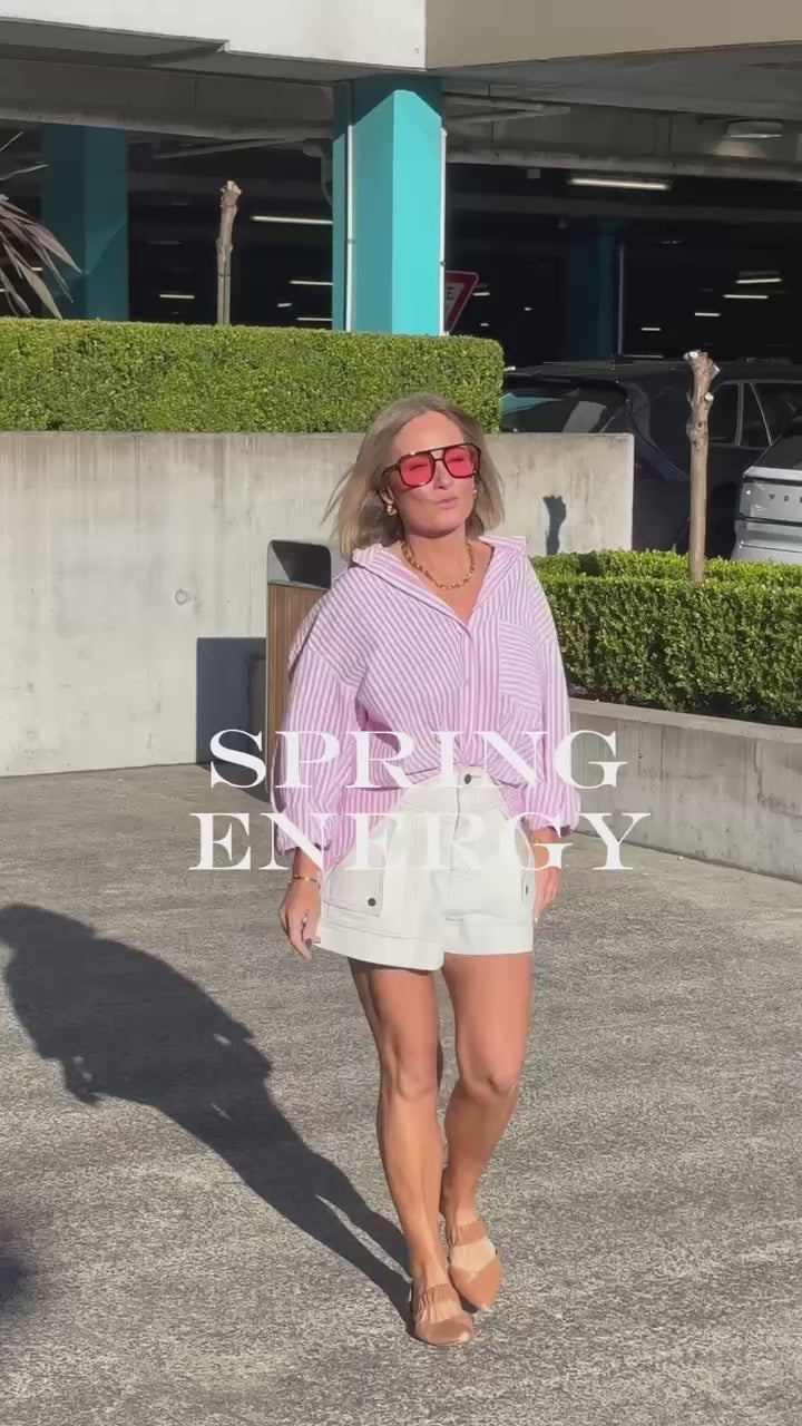 LARISA DENIM SHORTS - Ivory White