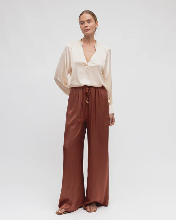 FLORENCE SATIN PANTS - Rich Copper