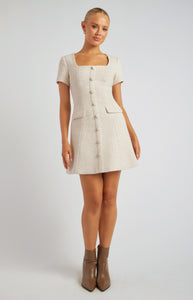 SIENNA TWEED DRESS - White