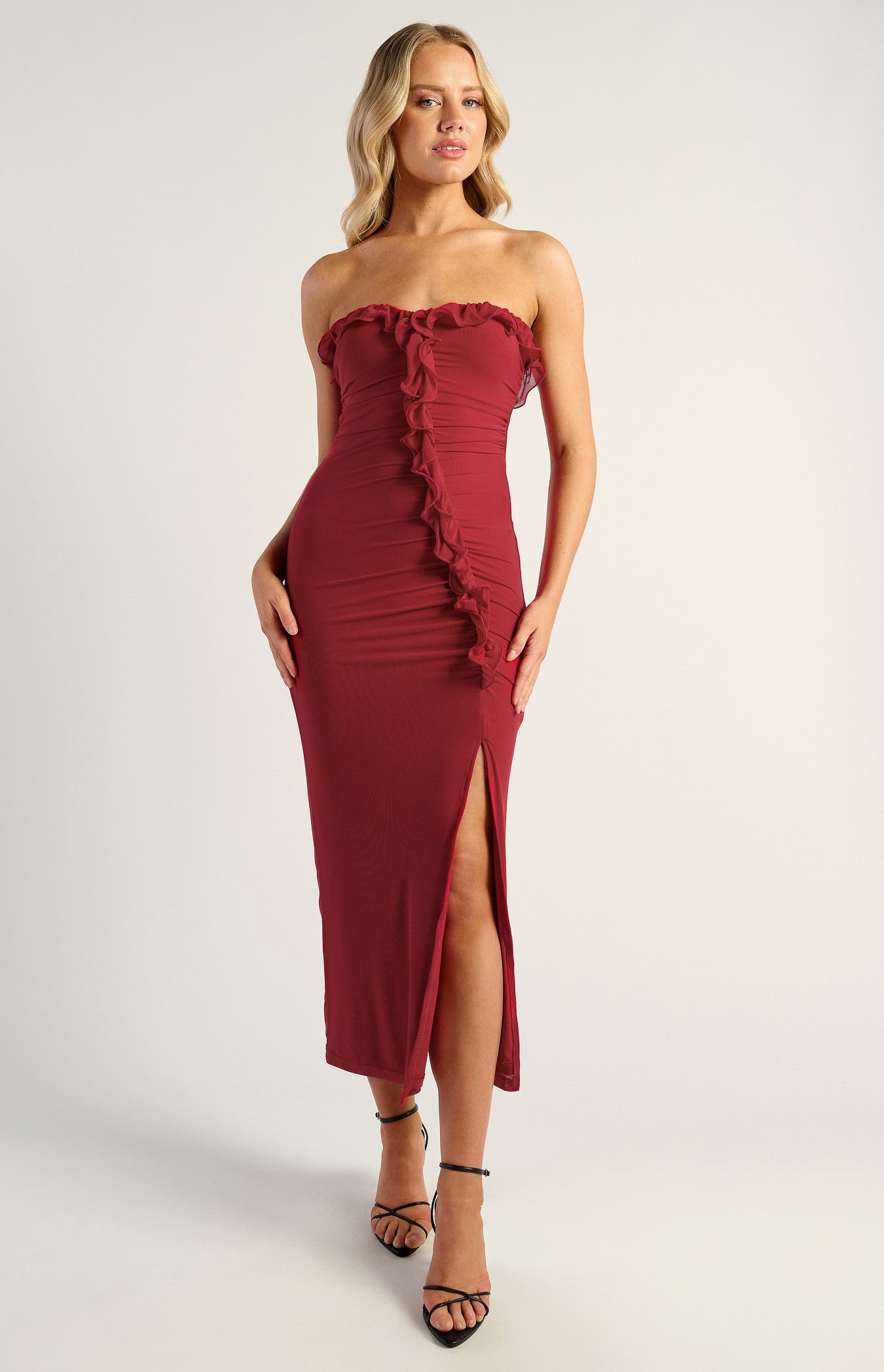 RIVIERA RUFFLE DRESS - Scarlett red