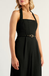 COVE HALTER JUMPSUIT - Black