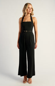 COVE HALTER JUMPSUIT - Black