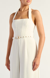 COVE HALTER JUMPSUIT - White