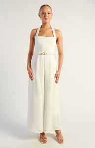 COVE HALTER JUMPSUIT - White