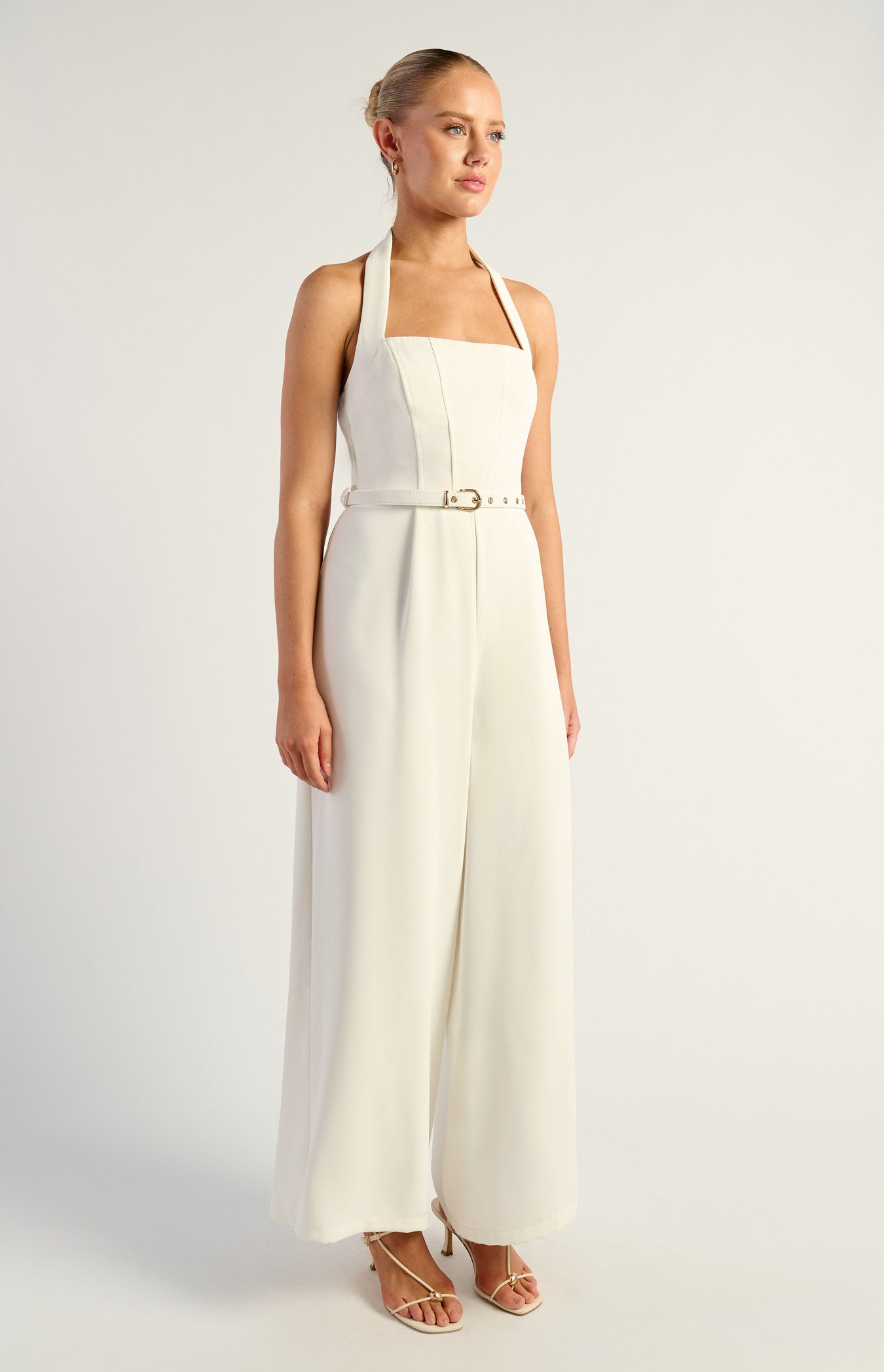 COVE HALTER JUMPSUIT - White