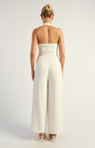 COVE HALTER JUMPSUIT - White