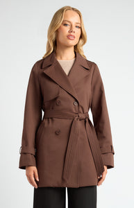 AMBER CROPPED TRENCH COAT - Espresso