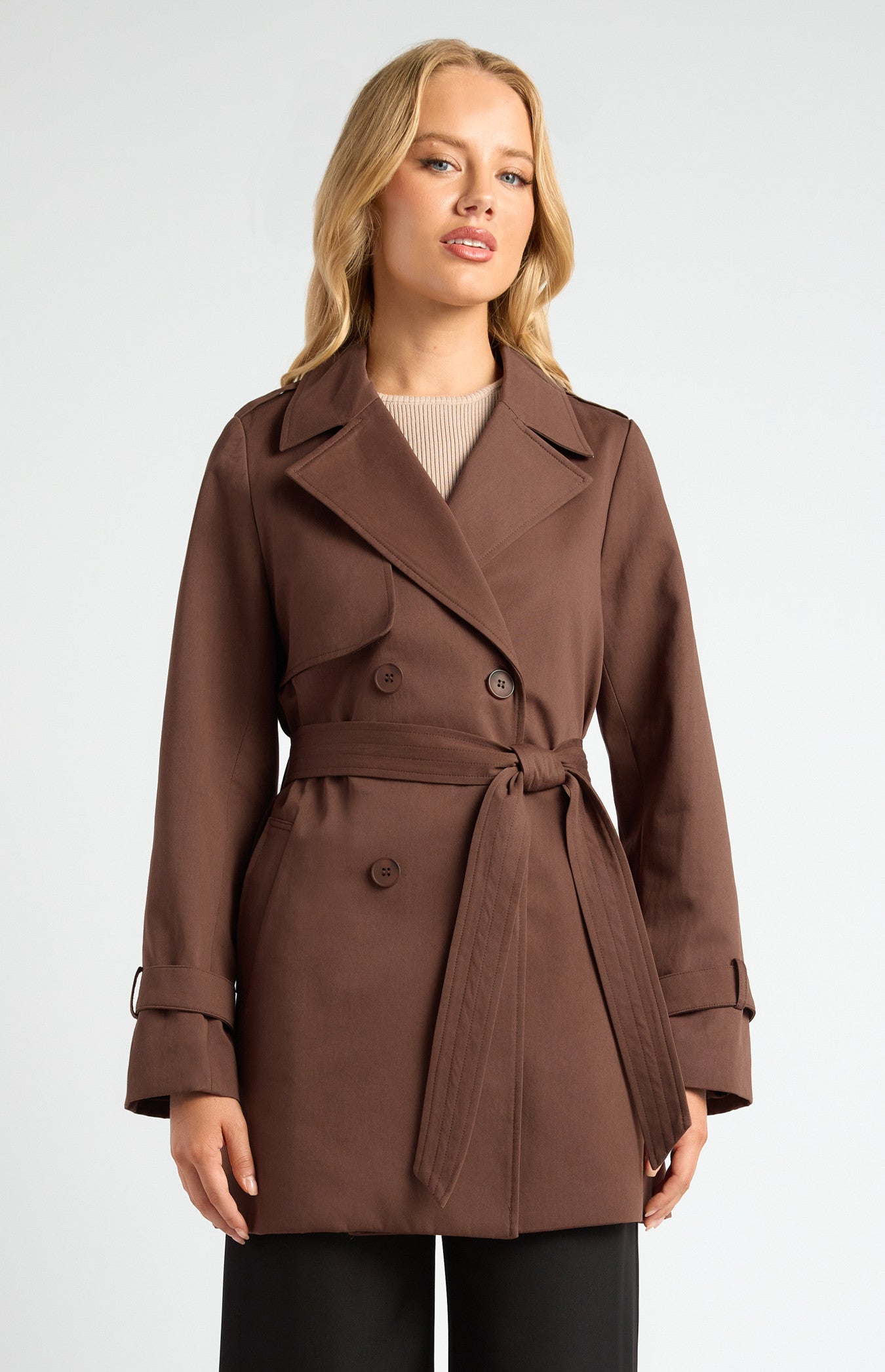 AMBER CROPPED TRENCH COAT - Espresso
