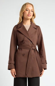 AMBER CROPPED TRENCH COAT - Espresso