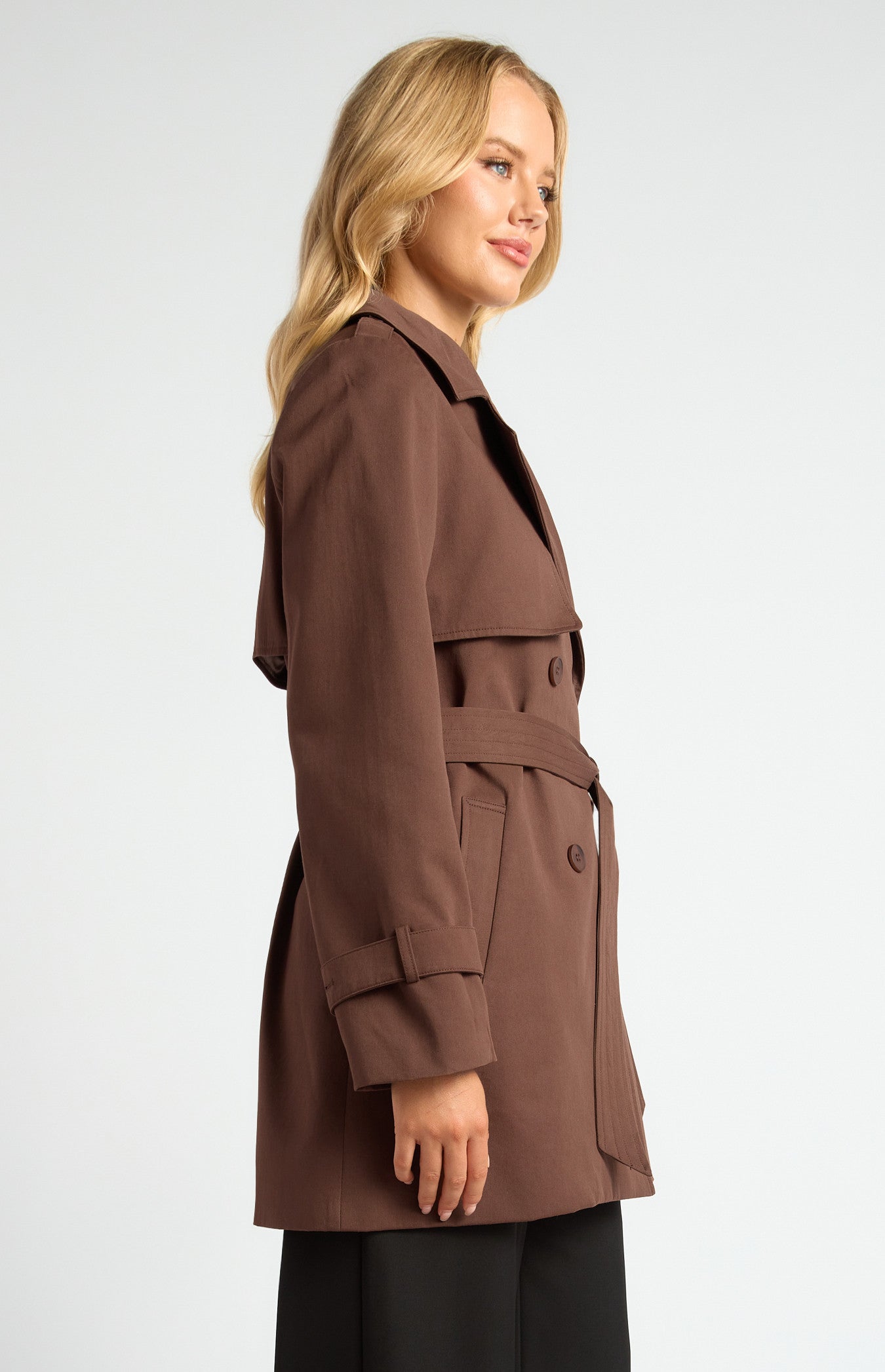 AMBER CROPPED TRENCH COAT - Espresso