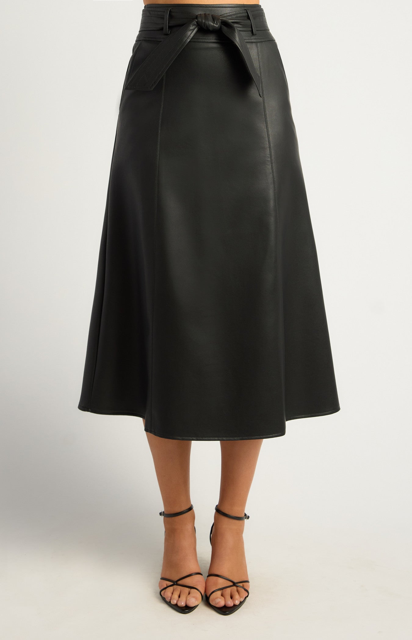 EMPIRE FAUX LEATHER SKIRT - Black