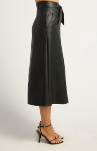 EMPIRE FAUX LEATHER SKIRT - Black