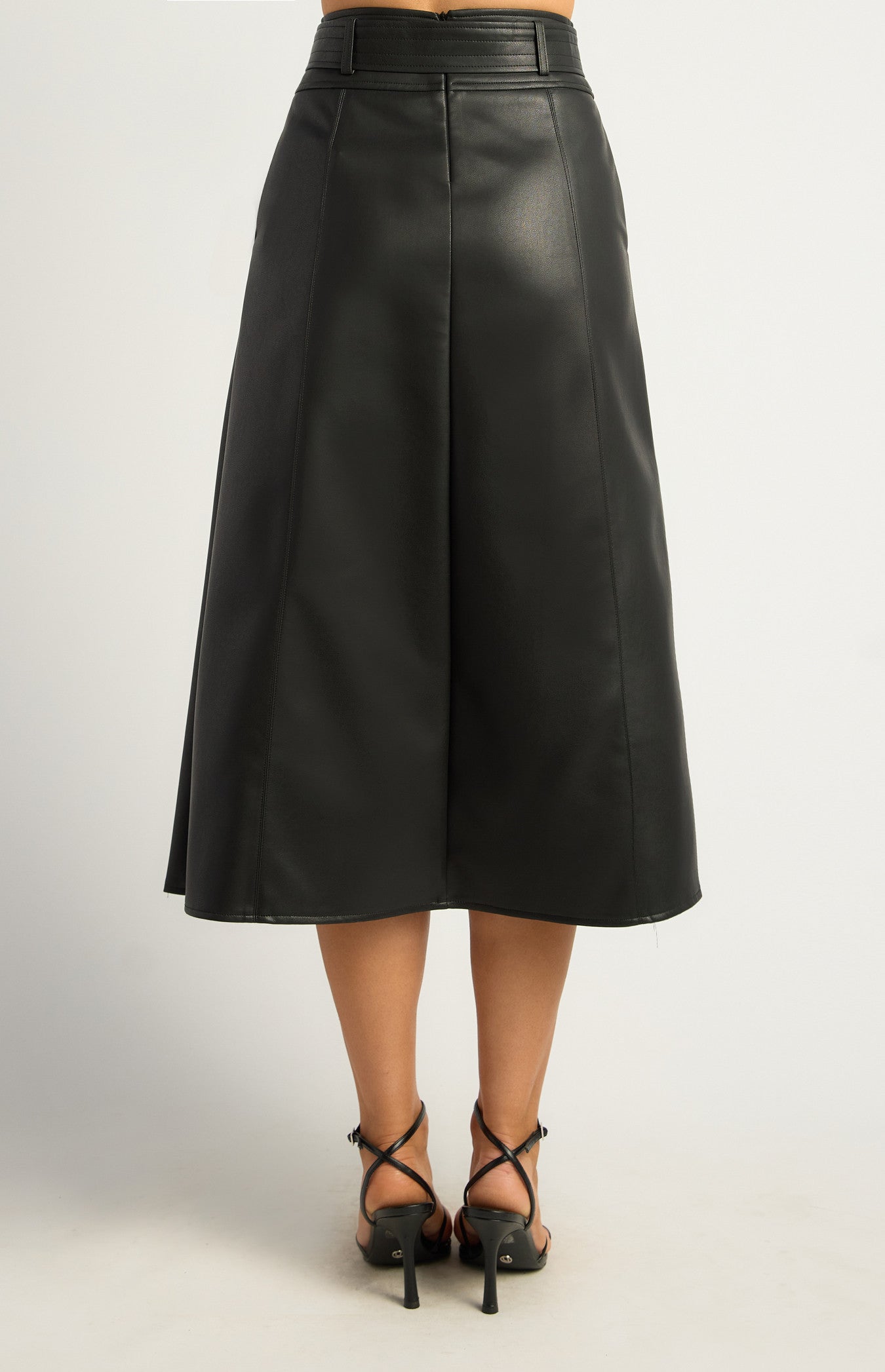 EMPIRE FAUX LEATHER SKIRT - Black