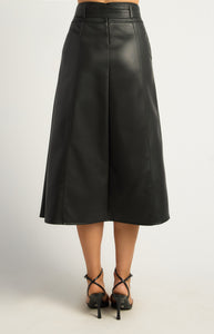 EMPIRE FAUX LEATHER SKIRT - Black